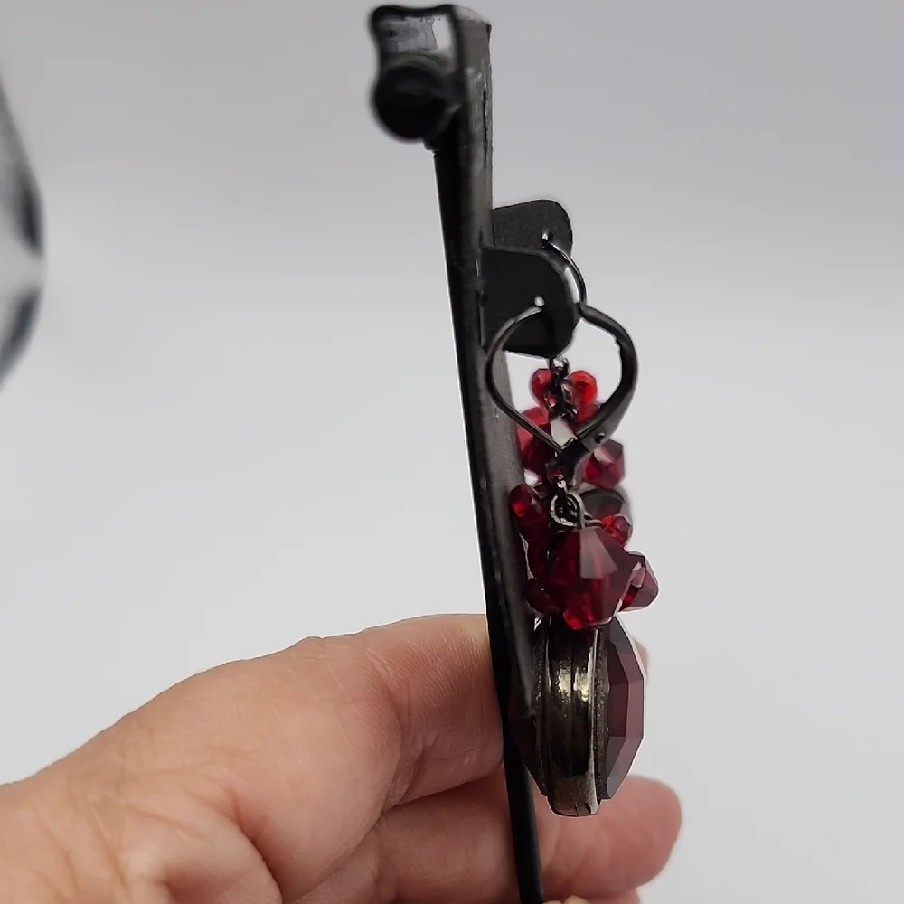 Red Crystal Earrings - Picture 7 of 8